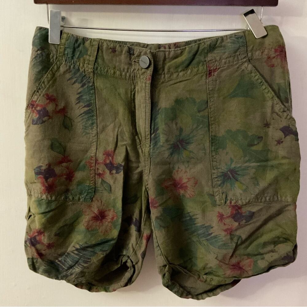 Sanctuary Olive Green Linen Floral Khaki Shorts 26 Fairycore Print Tomato Girl